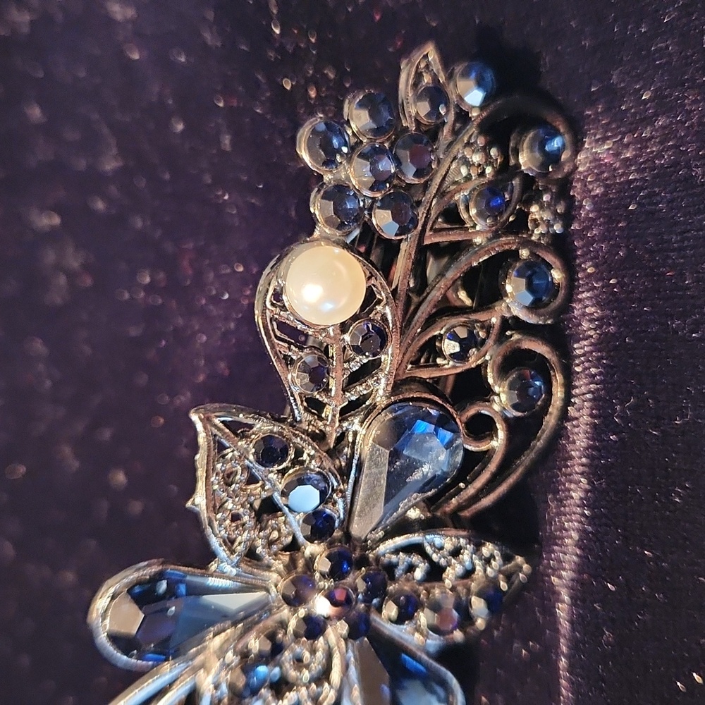 NEW Blue Rhinestone Barrette - Picture 3 of 7